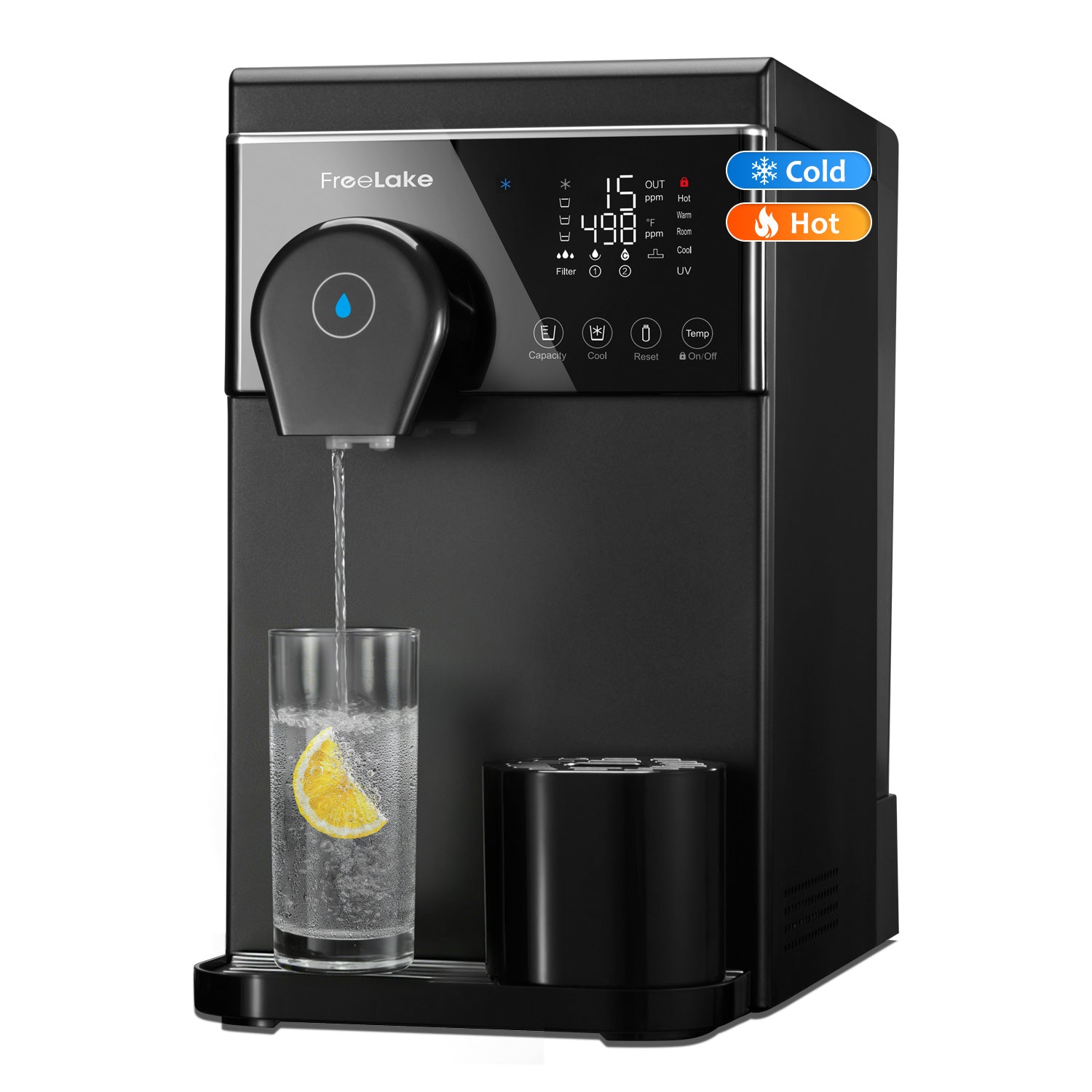 FreeLake Countertop Reverse Osmosis Water Filter, Hot and Cold RO System with 41°F Compressor Cooling, NSF/ANSI 58, 6-Stage RO with UV, Smart TDS Monitor, Tank or Direct Water Line