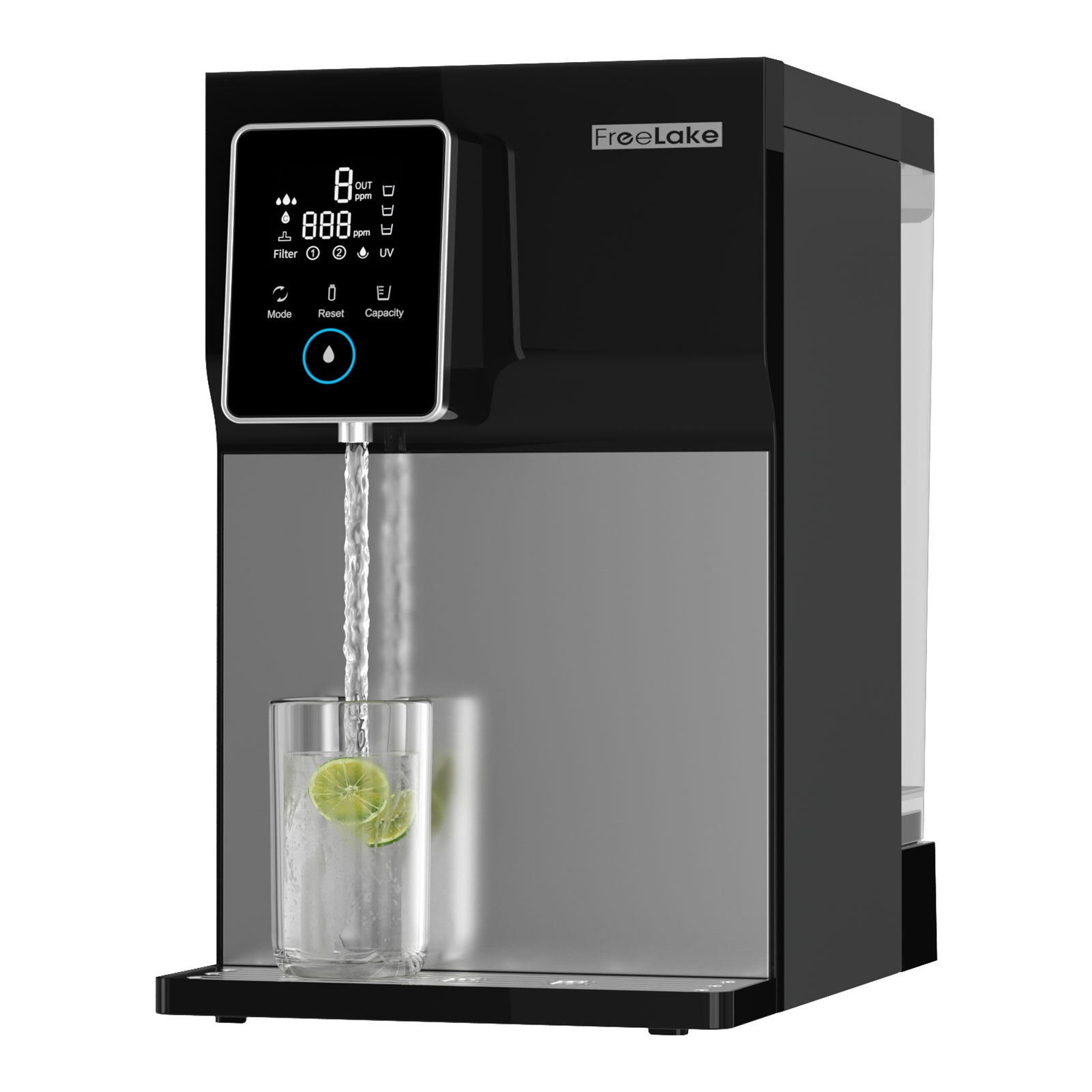 Freelake Reverse Osmosis Water Filter  Countertop  ,6 Stage RO Water Filtration System , UV and  Dual Water Sources，NSF/ANSI 58 Certified,Reduce TDS Lead,3: 1 Pure to Drain