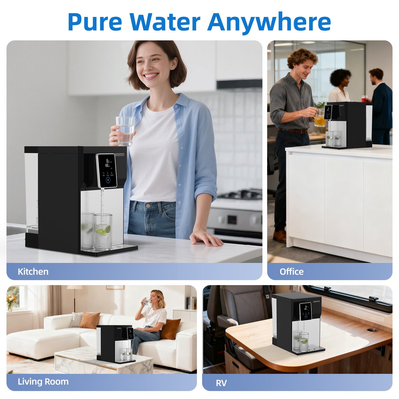 Freelake Reverse Osmosis Water Filter  Countertop  ,6 Stage RO Water Filtration System , UV and  Dual Water Sources，NSF/ANSI 58 Certified,Reduce TDS Lead,3: 1 Pure to Drain