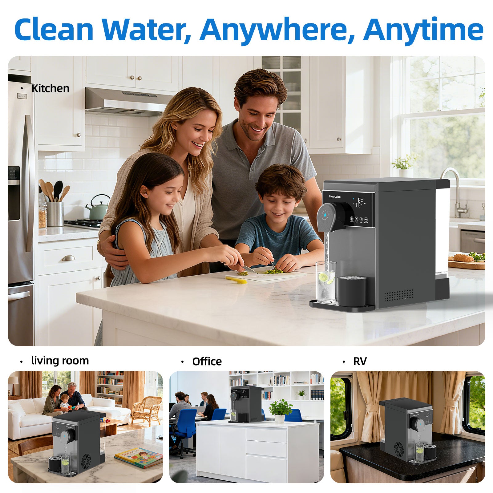 Freelake Countertop Reverse Osmosis Water Filter, Hot and Cold Water RO System 6 Stage Filtration with UV Light, Dual Water Sources, 4 Temperature Options NSF/ANSI 58 Certified,TDS Monitor