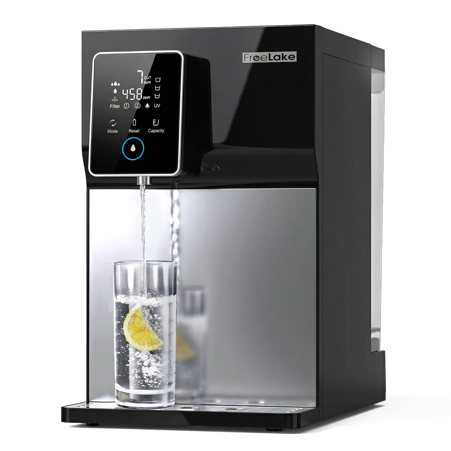 FreeLake Reverse Osmosis Water Filter Countertop, 6-Stage RO System with UV, Dual Water Sources, Metal Body, 3:1 Pure to Drain, Smart TDS Monitor, Portable No Installation Water Purifier for Home