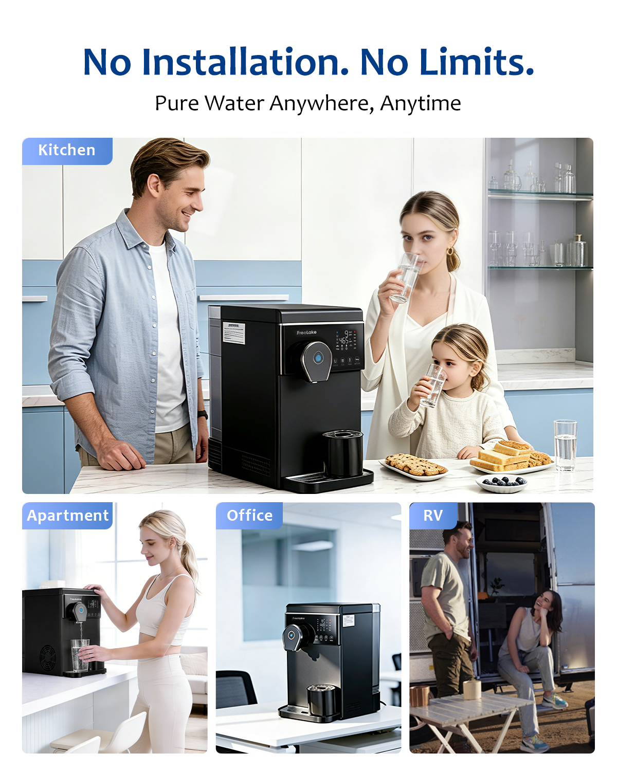 FreeLake Countertop Reverse Osmosis Water Filter, Hot and Cold RO System with 41°F Compressor Cooling, NSF/ANSI 58, 6-Stage RO with UV, Smart TDS Monitor, Tank or Direct Water Line