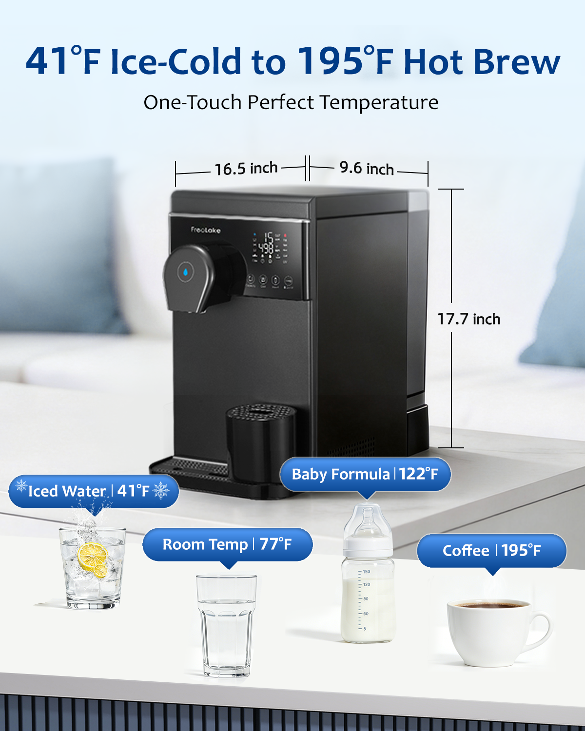 FreeLake Countertop Reverse Osmosis Water Filter, Hot and Cold RO System with 41°F Compressor Cooling, NSF/ANSI 58, 6-Stage RO with UV, Smart TDS Monitor, Tank or Direct Water Line